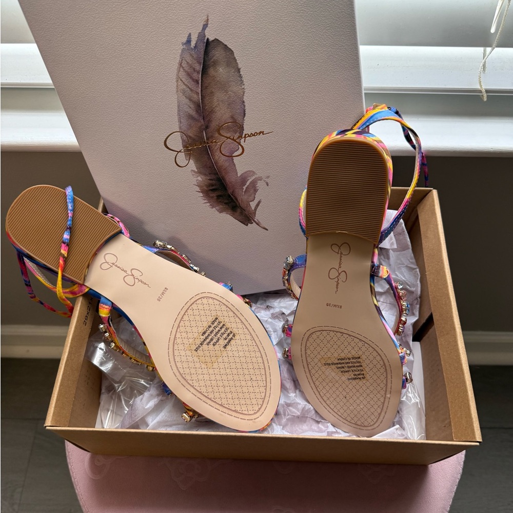Vibrant Rainbow Striped Sandals with Mesh Upper - Picture 4 of 4